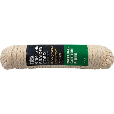 All-Source 9/64 In. x 48 Ft. Natural Braided Cotton Cord 737178